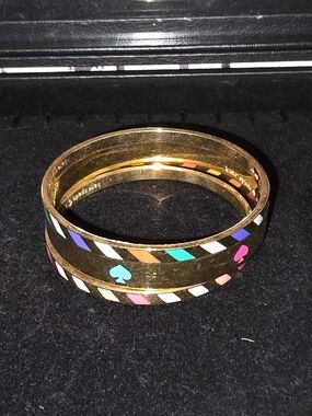 kate spade Gold-tone Multicolor Stripe & Spade Enamel Bangle Set